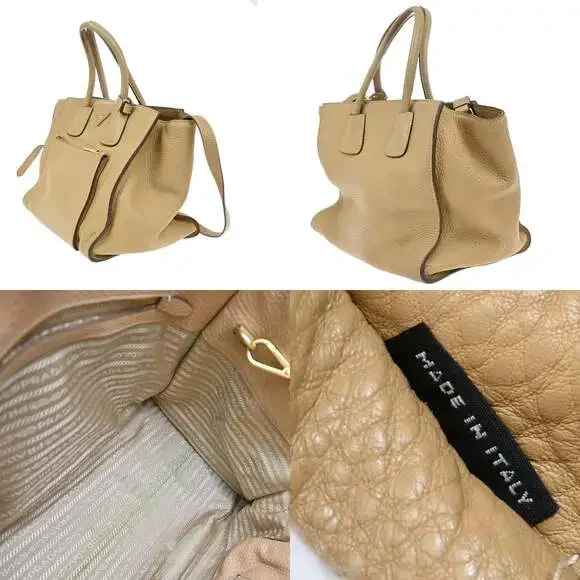 Prada Vitello Daino Front Pocket Wing Convertible Tote Beige - Picture 3 of 6